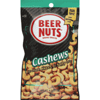 BEER NUTS CASHEWS SWEET SALTY BAG 4 OZ pack of 4