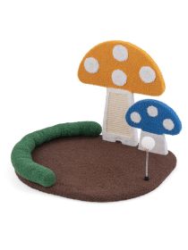 Mushroom Cat Bed Cat Claw Scratcher with Wide Bed and Sisal Scratch Panel