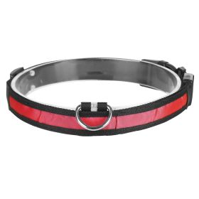 LED Dog Collar USB Rechargeable Adjustable Dog Safety Collar Night Safety Flashing Luminous Light up Collar (Color: Red, size: medium)